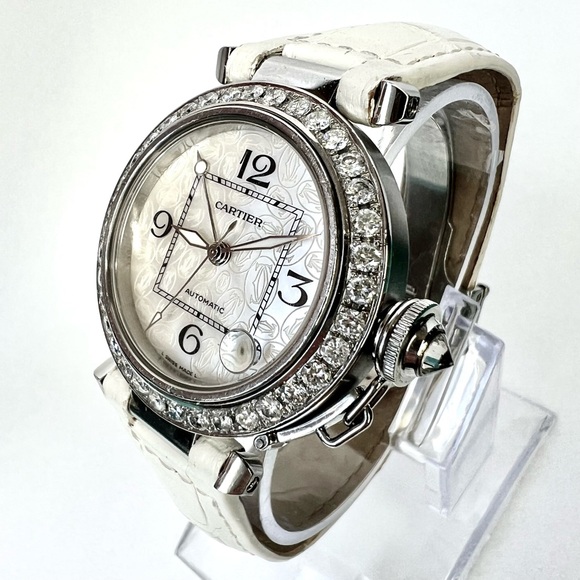 CARTIER PASHA Automatic 35mm Steel 2.33TCW DIAMOND Watch main image 12